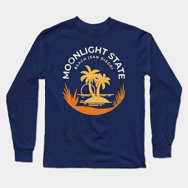 Moon Light Beach San Diego California Vacation Resort Vintage Long Sleeve T-Shirt by Inspire Enclave